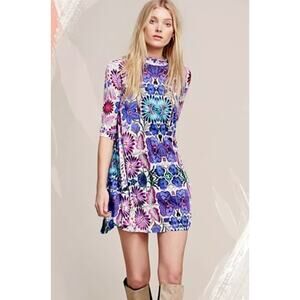 Free People New Romantics Floral Fiesta Print Retro Boho Mini Tunic Dress Small